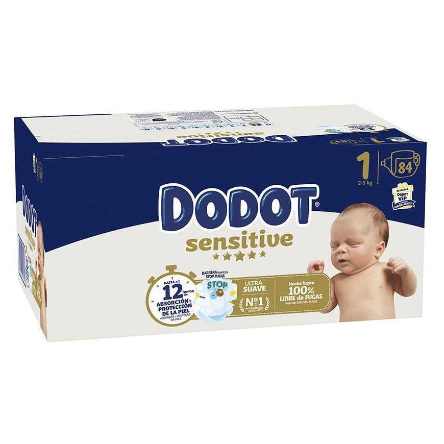 DODOT SENSITIVE RN izmērs 1 autiņi 2-5kg 84 vienības