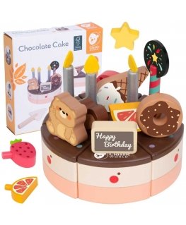 CLASSIC WORLD wooden birthday cake for cutting, 19 pcs.