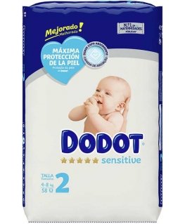 DODOT SENSITIVE RN izmēra 2 autiņi 4-8kg 58 gab.