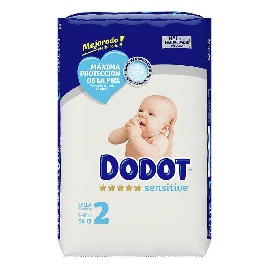 DODOT SENSITIVE RN suurus 2 mähkmed 4-8kg 58 tk