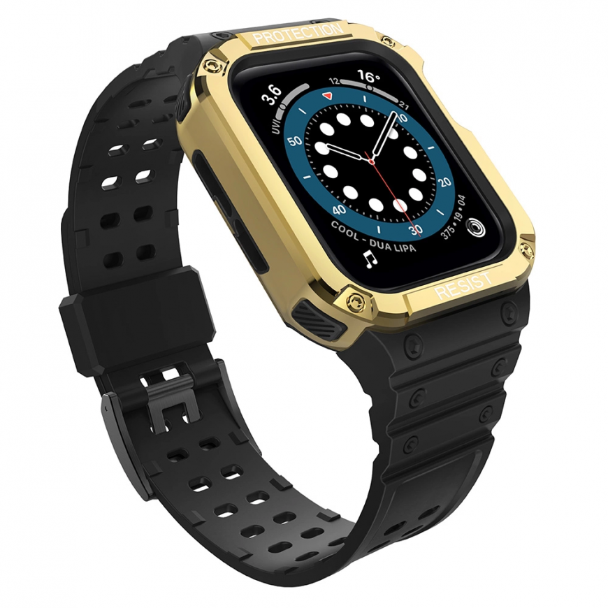 Силиконовый ремешок Hurtel для умных часов Apple SE/7, черного цвета, 42/44/45 мм – 2