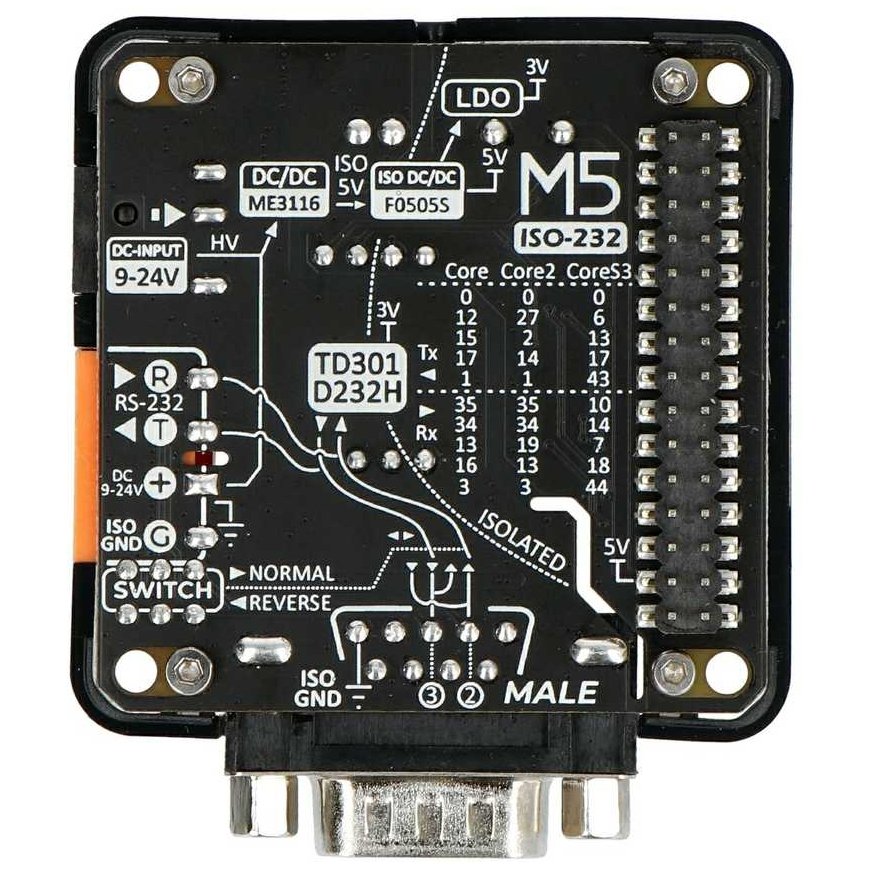 RS232 13.2 moduuli – RS232 yhteysmoduuli – DB9 liitin – M5 M5Stack131 – 2