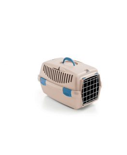 Stefanplast Kuljetushäkki Gulliver 1 metalliovilla 48x32x31cm valkoista travertiiniväriä