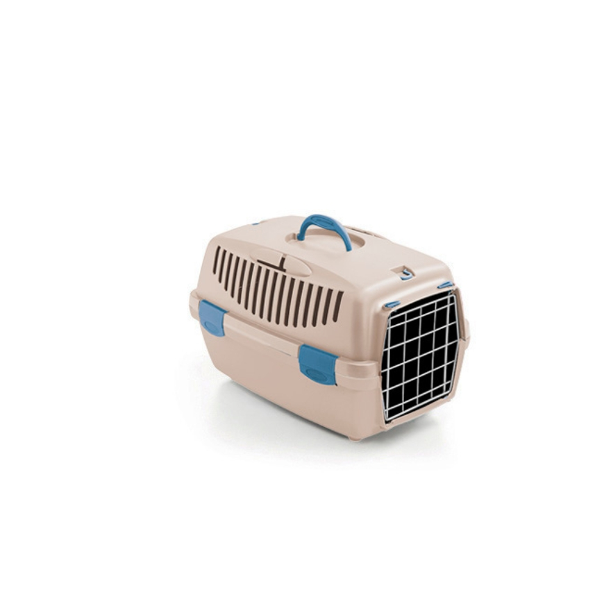 Stefanplast Kuljetushäkki Gulliver 1 metalliovilla 48x32x31cm valkoista travertiiniväriä