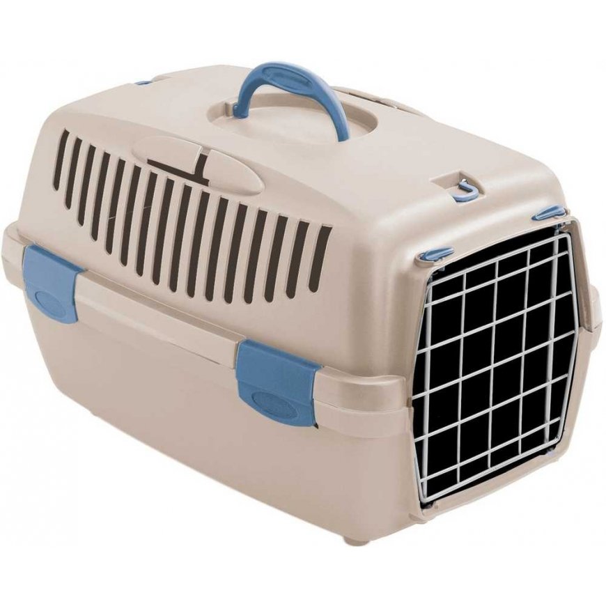 Stefanplast Kuljetushäkki Gulliver 1 metalliovilla 48x32x31cm valkoista travertiiniväriä – 2