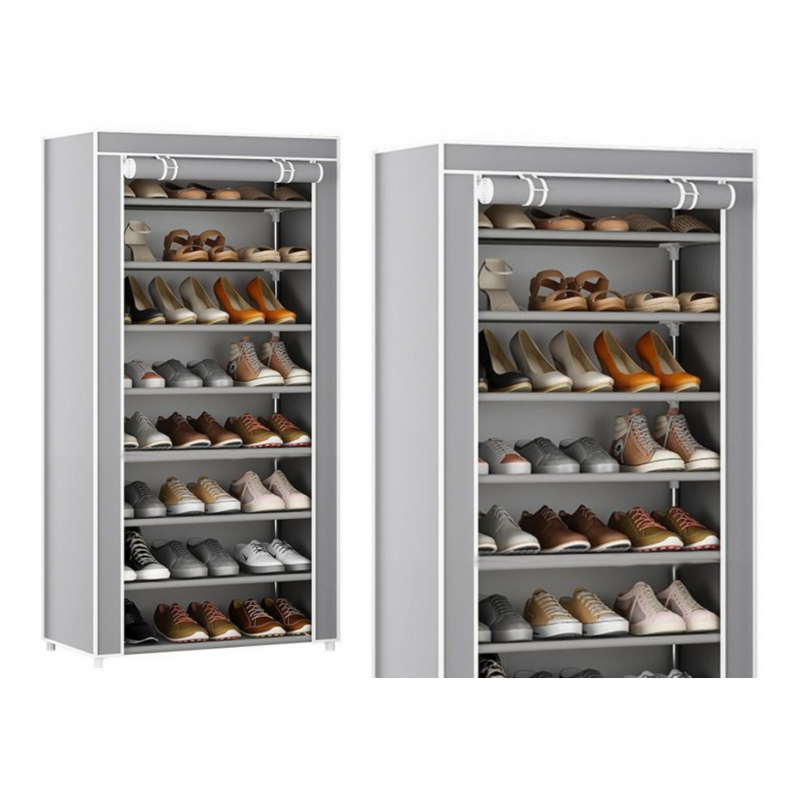 Lean 8 Level Shoe Rack with Dust Cover, Gray