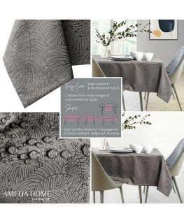 Tablecloth Gaia brown color pressed vegetables 80x80 AmeliaHome