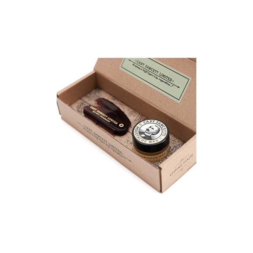 Captain Fawcett Gift Set with Wax and Folding Moustache Sandalwood – 2