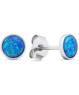 Brilio Silver Brilio Silver Earrings with Pins with Blue Synthetic Opals EA579WB