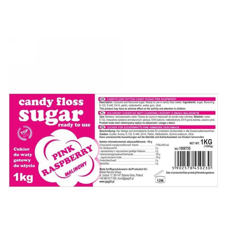 Gsg24 Sugar cotton candy GSG1008755, raspberry flavor, 1kg – 5