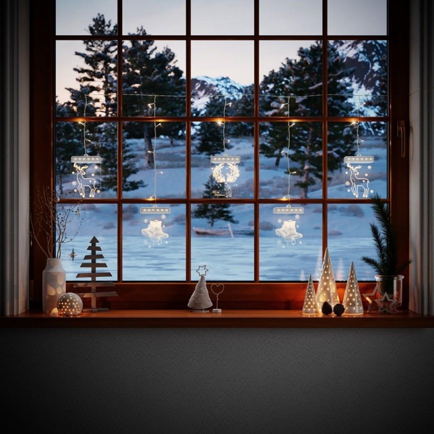 AmeliaHome Led Stained Glass AH REINDEERSMESS RECT SET 5pcs – 2