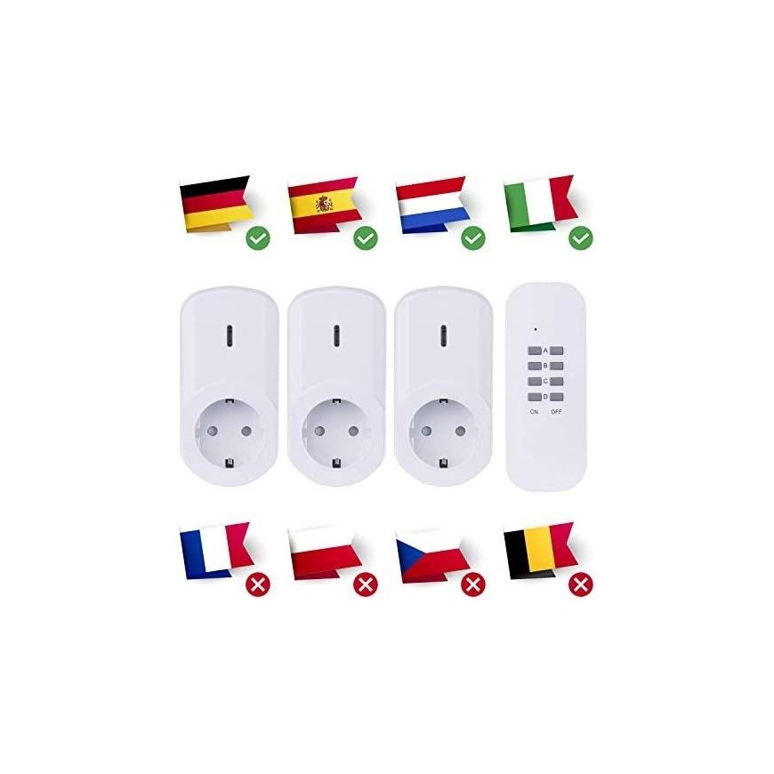 Emos Bevielis 3-channel 230VAC socket on/off set – 3