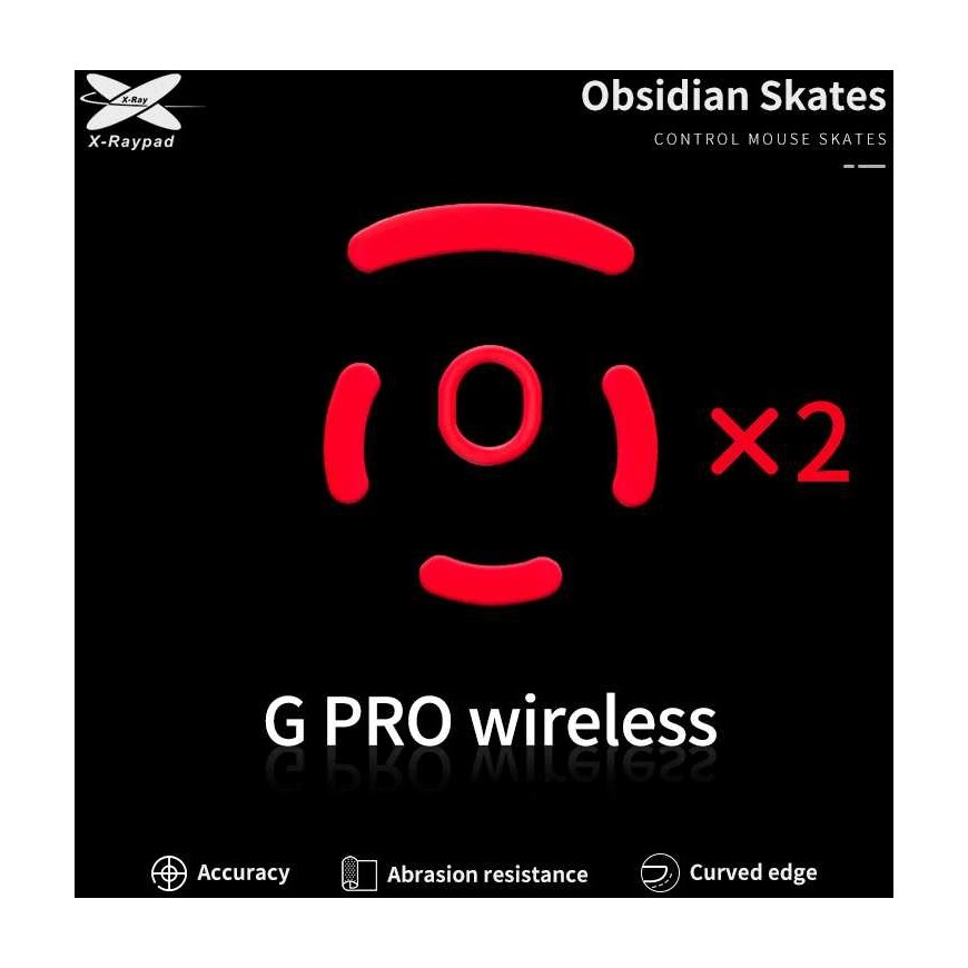 X-Raypad Obsidian Skates Logitech G Pro 1 Red 2 pcs. (Red) Replacement Mouse Feet – 2