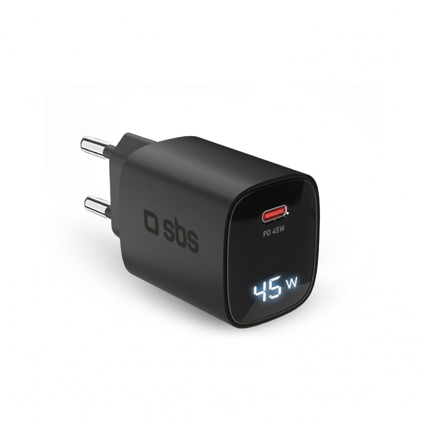 SBS TETRGANLCD1C45K mobile device charger Universal Black AC Fast charging Indoor