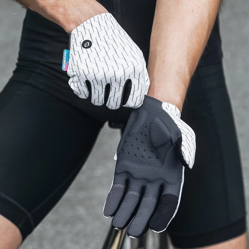 Rockbros urheiluhanskat täysikokoiset kevät-kesä koko M - valkoiset ja mustat värit – 5