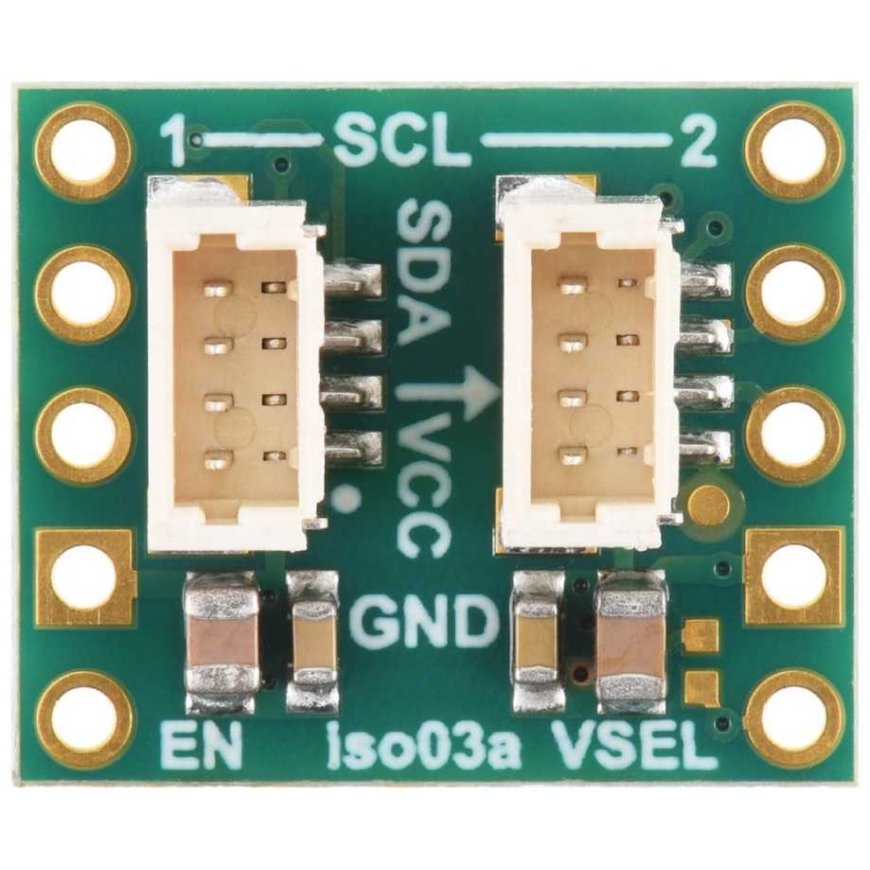 ISO1640 - Dvikryptis I2C izoliatorius su izoliuotu maitinimo šaltiniu - JST SH 4 kontaktų - 5V/3.3V, 200mA - Pololu 5393 – 3