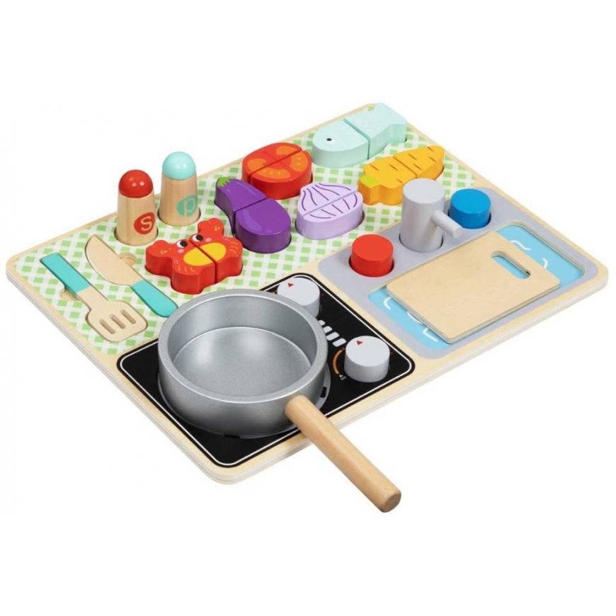 Tooky Toys TOOKY TOY puidust köök koos tarvikutega - väikese kokkade komplekt – 2
