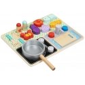 Tooky Toys TOOKY TOY medinė virtuvė su priedais - mažojo virėjo rinkinys