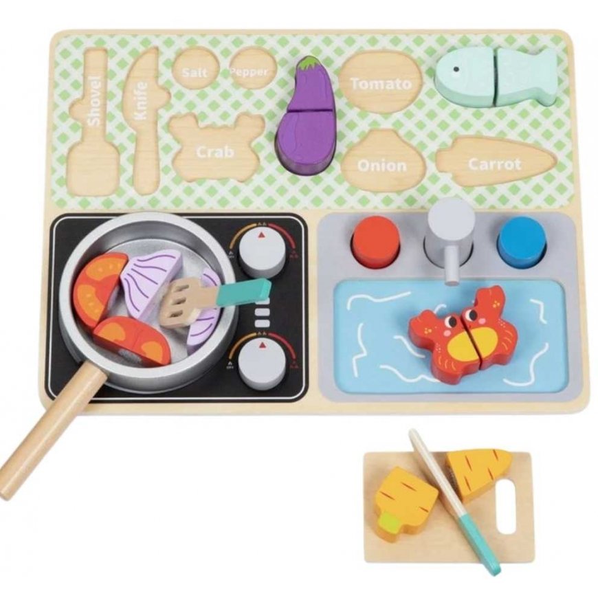 Tooky Toys TOOKY TOY medinė virtuvė su priedais - mažojo virėjo rinkinys – 3