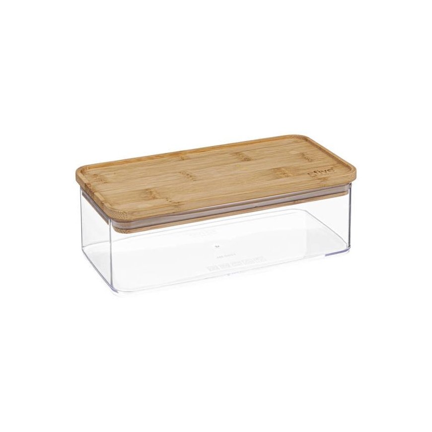 5five Simply Smart Bamboo ESKE storage container, elongated with a bamboo lid, 1L