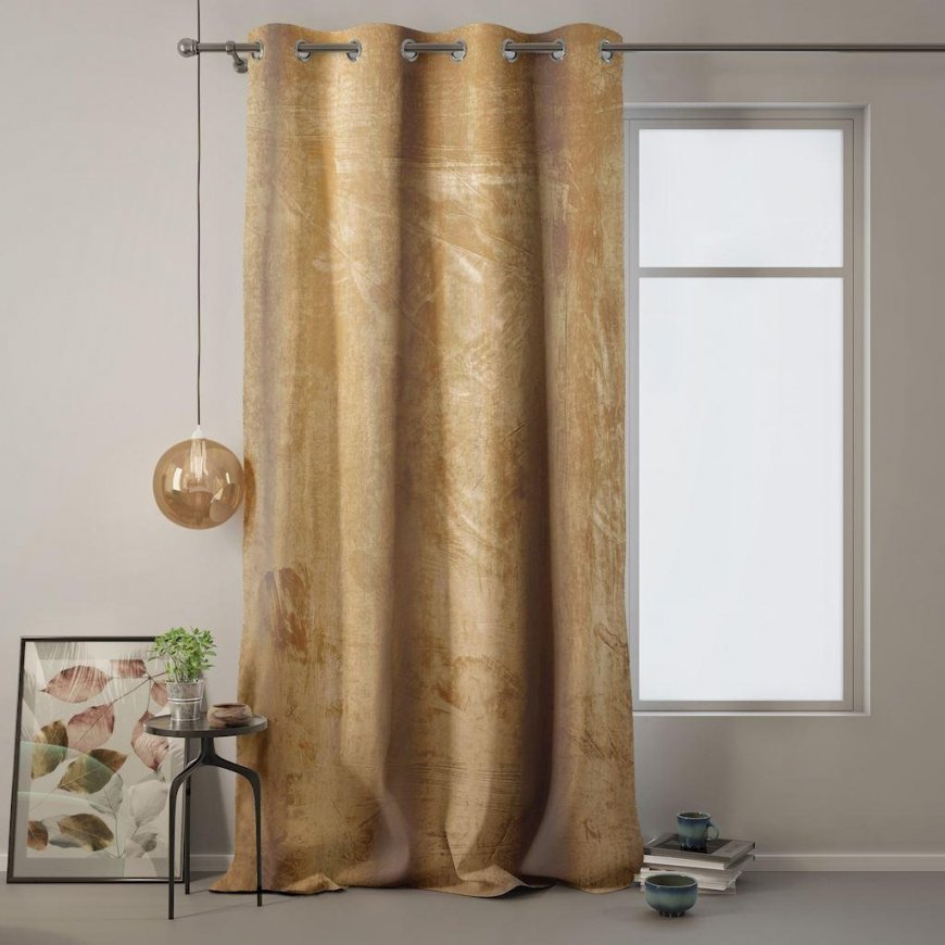 Nakts aizkars ar gredzeniem AmeliaHome VELVET 140X270 cm, 1 gab., krāsa: sinepju – 3
