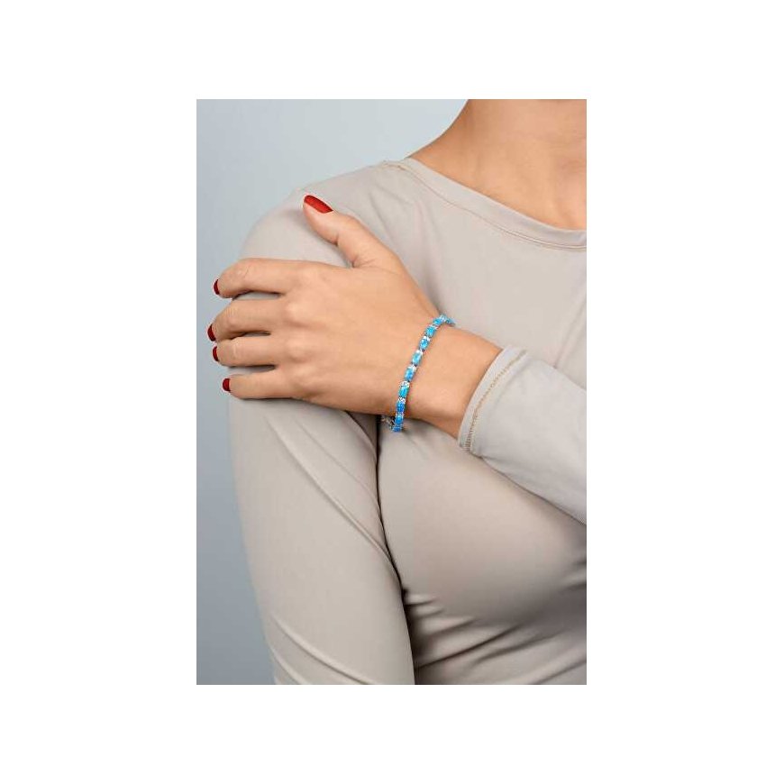 Brilio Silver Shiny silver bracelet with synthetic opals BRC140WB – 2