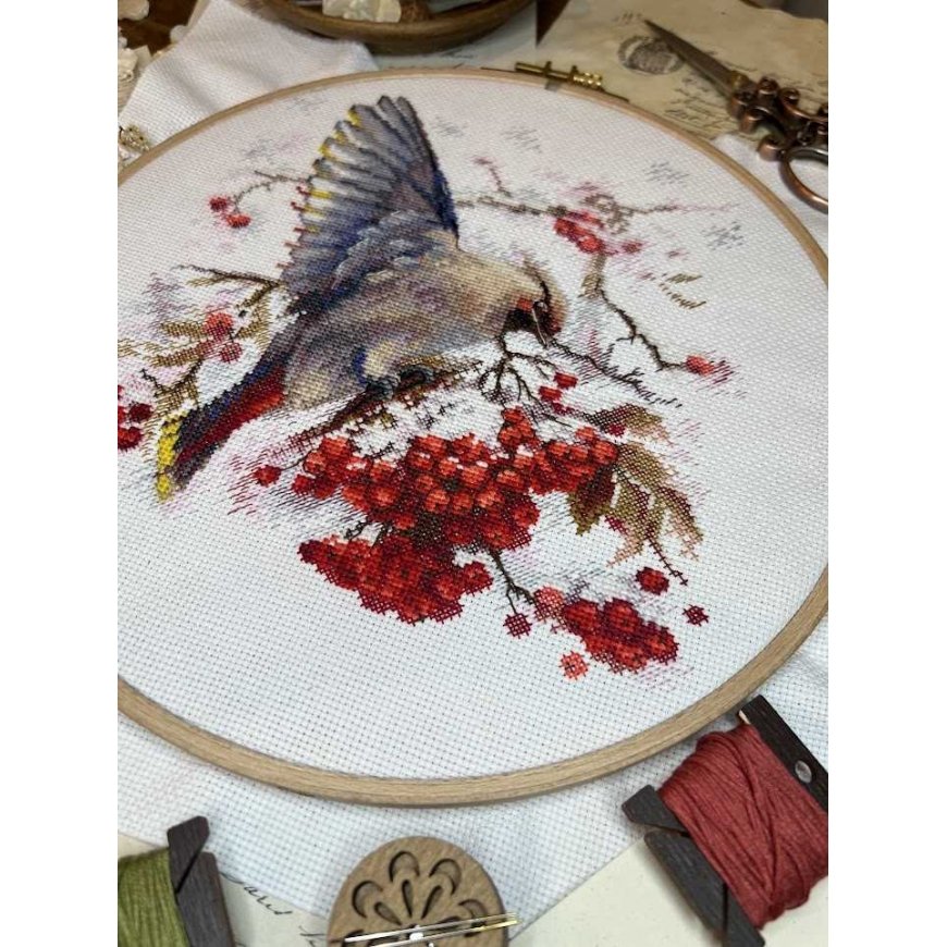 Набор для вышивания крестиком "Waxwing" 19x19,5 см SANS-72 – 4