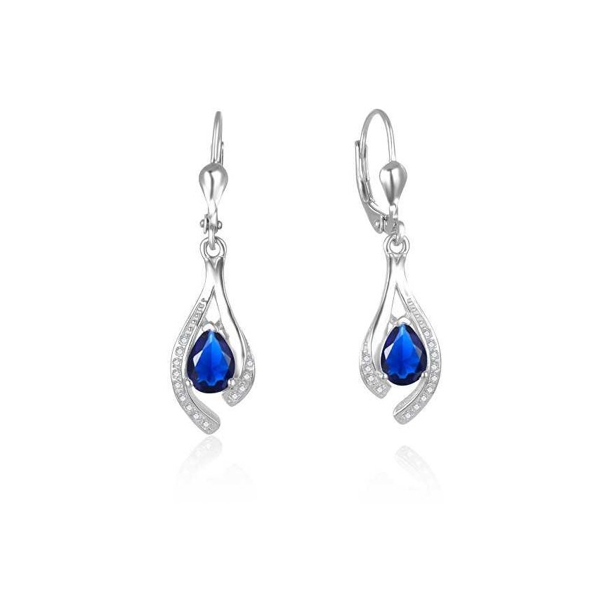 Beneto Gorgeous silver earrings with dark blue zircons AGUC2693-DB