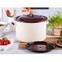 Enamelled cooking pot 13.6 l diameter 30cm | height 20cm | cream/brown color, with lid Enamelled cooking pot 13.6 l diameter 30cm | height 20cm | cream/brown color, with lid