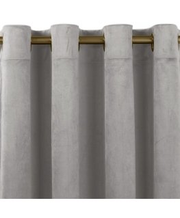 Шторы VILA серого цвета в классическом стиле с золотыми металлическими петлями, велюр 530x175 homede