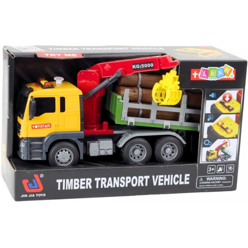 Lean Toys Yellow Wooden Transport Truck with Crane 1:14 – 5