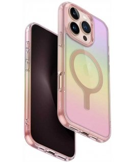 Roosa Uniq Iridescia Magclick -latauskotelo iPhone 16 Pro:lle - Roosa