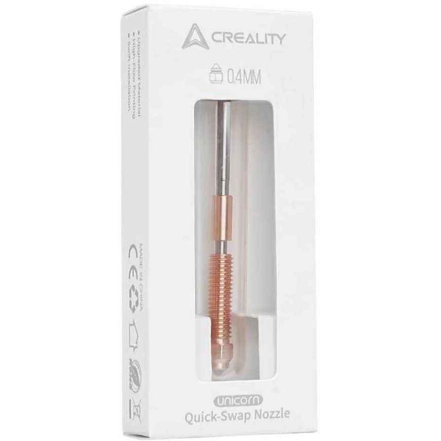 Creality Unicorn Quick-Swap 0.4 mm suutin – 1.75 mm lanka – titaani, kupari ja karkaistu teräs – 3
