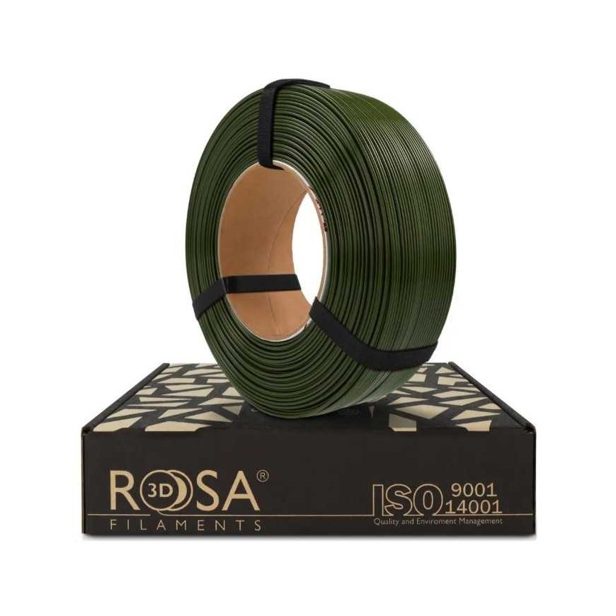 3D plastic PET-G green (army green) 1.75mm 1kg refill pack Rosa3D – 2