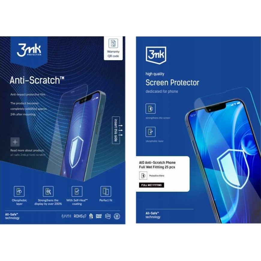 3mk completely safe – AIO film against scratches, fully wet, suitable for phone, 25 pcs
