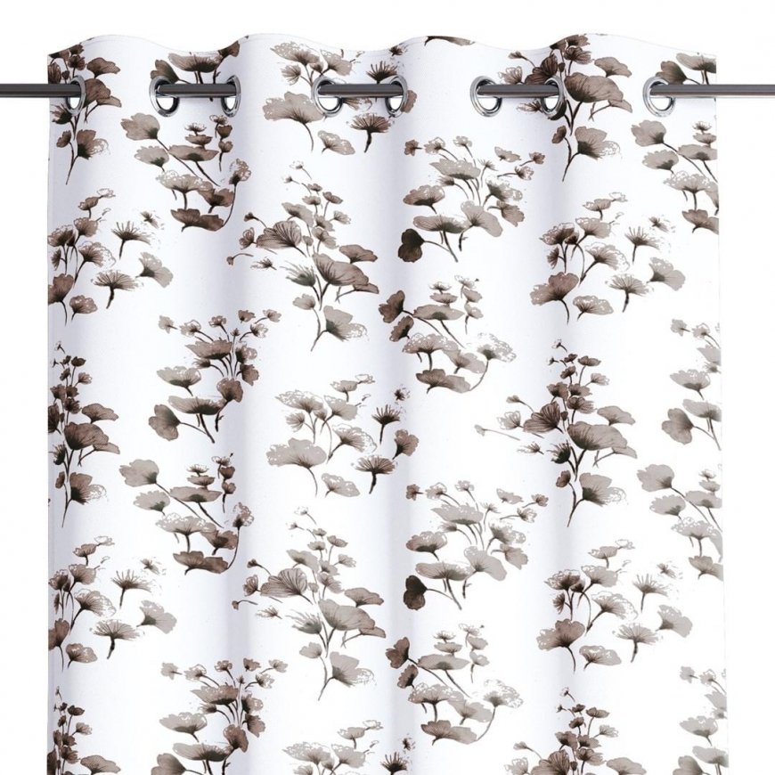 Night blackout curtain AmeliaHome SERENITY, 140x250 cm, rings, color: white, floral pattern – 3