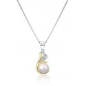 Jwl Luxury Pearls Silver Two-Tone Necklace with Real Pearl and Zirconia JL0786 (chain, pendant) Jwl Luxury Pearls Silver Two-Tone Necklace with Real Pearl and Zirconia JL0786 (chain, pendant)