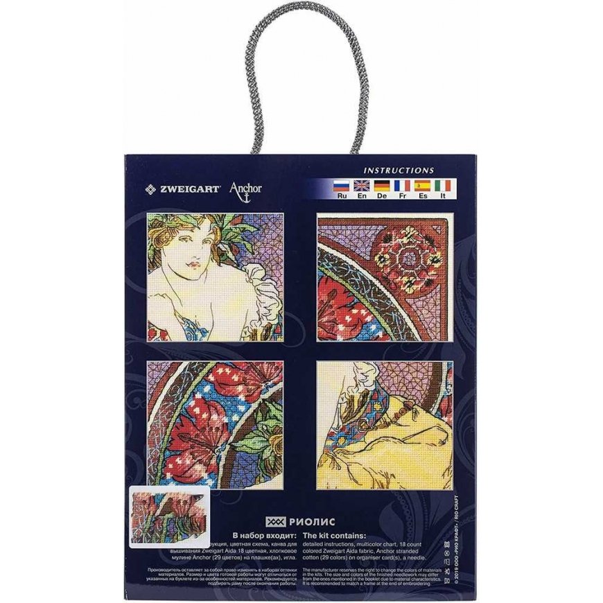 Girl with Easel after A. Mucha’s Artwork embroidery kit from RIOLIS No.: 100/058 – 2