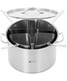 Royal Catering makaronu vārīšanas katls ar 4 ieliktņiem, 40 cm, 31 l