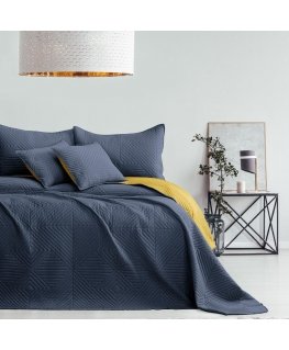 Kaksipuolinen peitto AmeliaHome SOFTA 220 x 240 cm, väri: tummansininen/keltainen