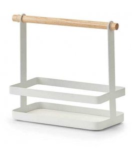 Zeller Metal Spice Rack with Bamboo Handle, 24 x 10 x 20 cm