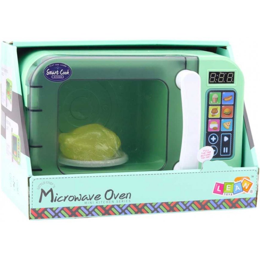 Lean Toys Microwave Oven for Kids, Rotating Chicken Lights, Sounds Green – 4