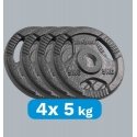 Raudne olümpia raskuste komplekt 4x5kg, 51mm auk, käepidemetega plaat, REBEL ACTIVE