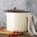 Altom Design Кастрюля ПРЯМАЯ 16.6Л Ø30СМ ВЫСОТА 25.2СМ КРЕМОВАЯ/ТЕМНЫЙ ЦЕНТР С КРЫШКОЙ