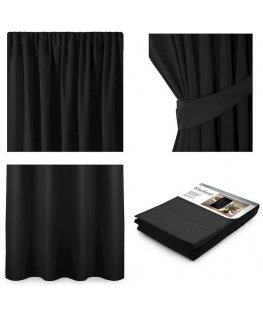 Night curtain AmeliaHome BLACKOUT 140X245 cm, 1 pc., tape/hooks, color: black