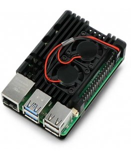 justPi dėklas Raspberry Pi 5 su dviem ventiliatoriais - aliuminis - juodas