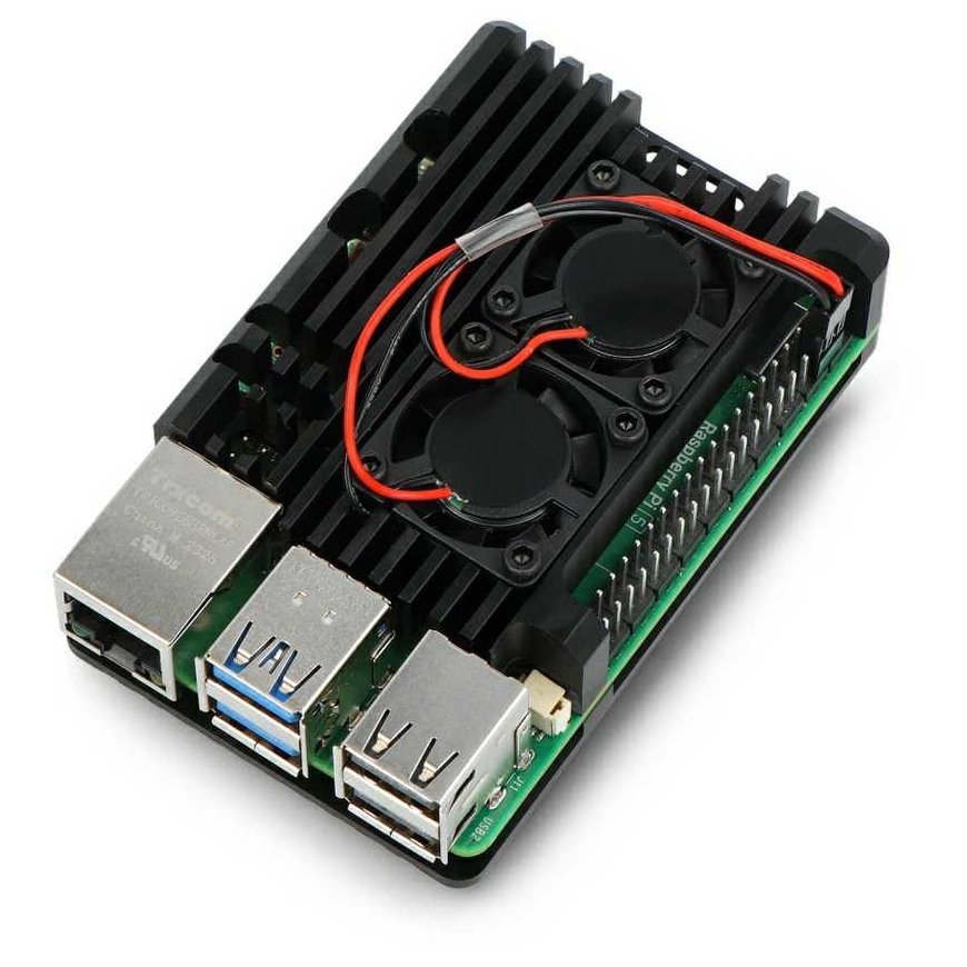 justPi case for Raspberry Pi 5 with two fans - aluminum - black