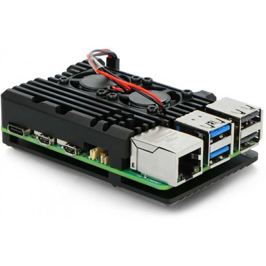 justPi case for Raspberry Pi 5 with two fans - aluminum - black – 2