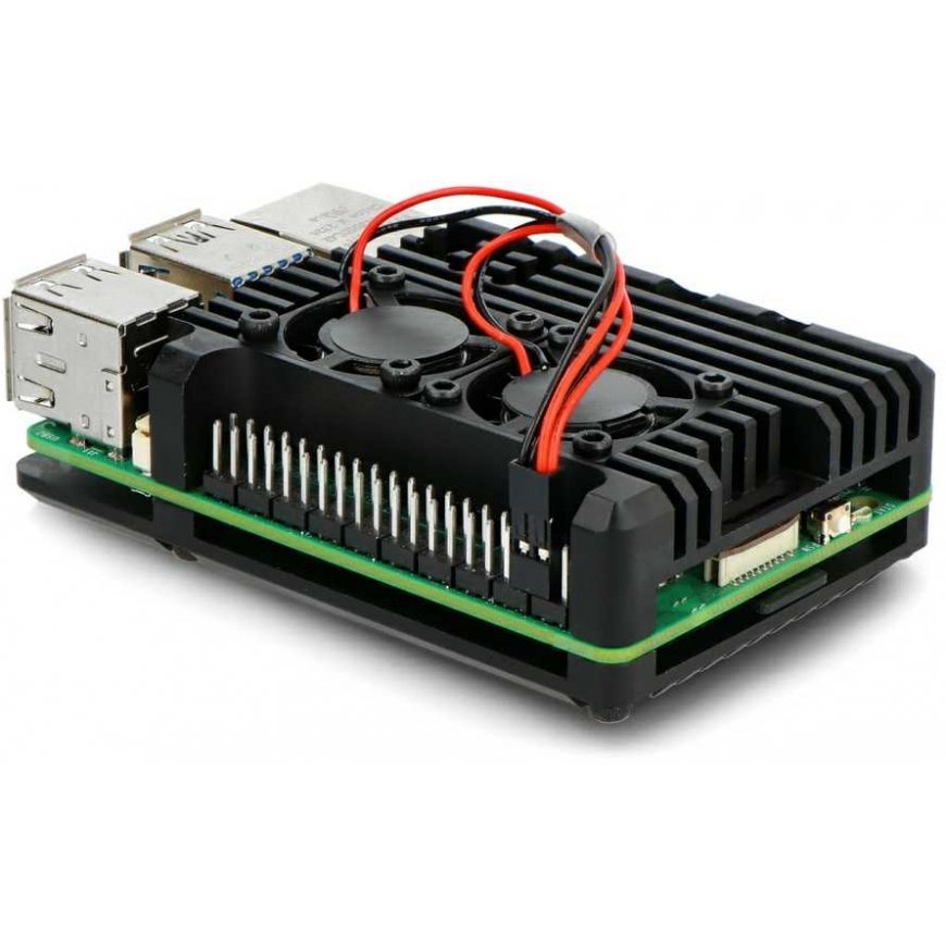 justPi case for Raspberry Pi 5 with two fans - aluminum - black – 3