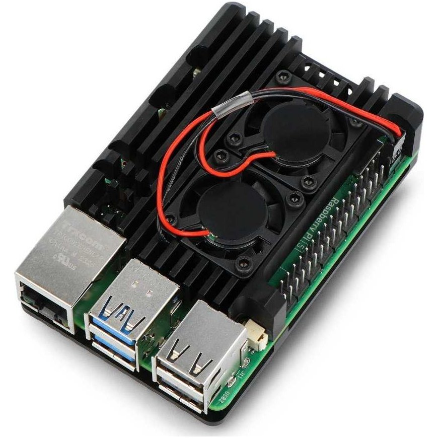 justPi dėklas Raspberry Pi 5 su dviem ventiliatoriais - aliuminis - juodas – 5